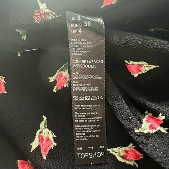 Topshop Petite Woman’s Rose Floral Print Black Summer Lace Trim Romper- Size 4 - Picture 5 of 11